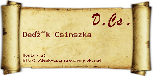 Deák Csinszka névjegykártya