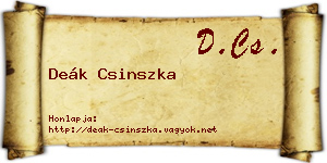 Deák Csinszka névjegykártya
